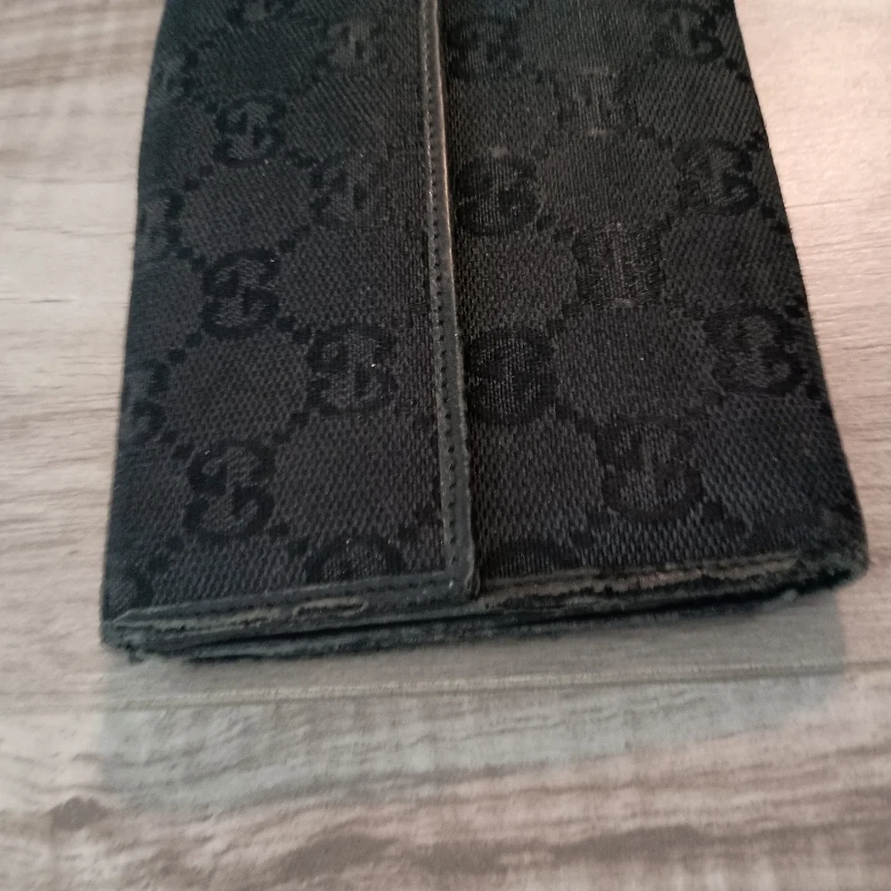 Authentic Gucci Denim Black GG Supreme Long Wallet